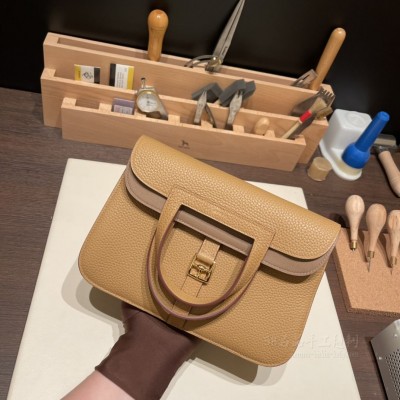 hermes Halzan 25cm TC Clemence皮 4B饼干色D0威玛犬米 金扣(hermes <strong>Swift</strong>皮)