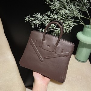 hermes birkin shadow 25cm 幻影包 swift皮 幻影包 0G马鞍红(爱马仕幻影包)