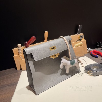 hermes kelly Danse 跳舞包 <strong>Evercolor</strong>皮 0L积雨云灰 金扣(爱马仕dance)