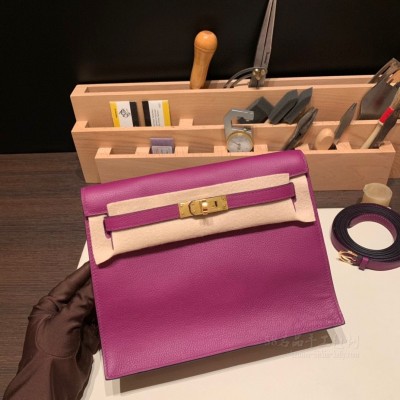 hermes kelly Danse 跳舞包 <strong>Evercolor</strong>皮 P9海葵紫 金扣