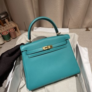 hermes kelly 25cm 凯莉包 swift皮 U1维罗纳绿 金扣(爱马仕凯莉包二代mini凯莉包)