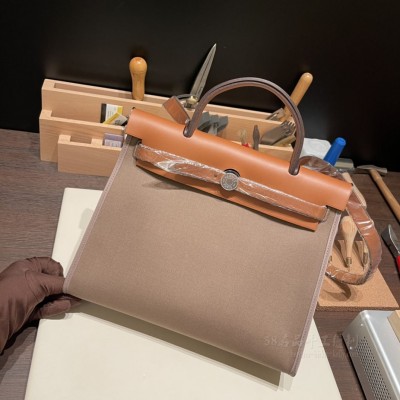 hermes herbag 31cm 帆布包 外缝 18大象灰(hermes帆布kelly)