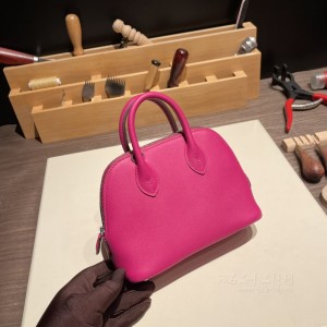 hermes bolide mini 18cm 保龄球 evercolor皮 L3玫瑰紫 银扣(爱马仕保龄球包哪个颜色好)