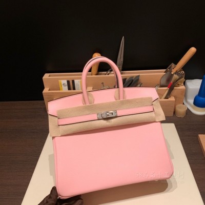 hermes birkin 25cm 铂金包 <strong>Swift</strong>皮 3Q粉 银扣(爱马仕铂金包金扣好还是银扣好)