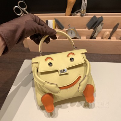 hermes kelly doll 千禧娃娃包 <strong>Swift</strong>皮 1Z小鸡黄拼9J火焰橙(爱马仕小娃娃包)