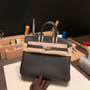 hermes birkin 25cm 铂金包 togo皮 46乌木色内拼37金棕(hermes铂金包价格)