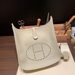 hermes Evelyne 29cm 伊芙琳TC Clemence皮 80珍珠灰 金扣(hermes伊芙琳mini)