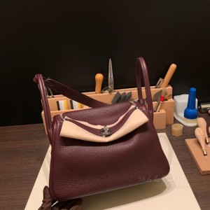 hermes Lindy 26cm 琳迪 TC Clemence皮 0G马鞍红 银扣(爱马仕琳迪包明星街拍)