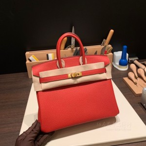 hermes birkin 25cm 铂金包 togo皮 S3心红 金扣(hermes铂金包都有什么尺寸)