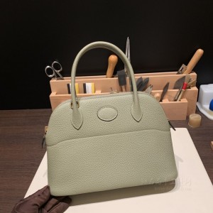 hermes bolide 27cm 保龄球 TC Clemence皮 Q1鼠尾草绿 金扣(爱马仕保龄球包最低价格)