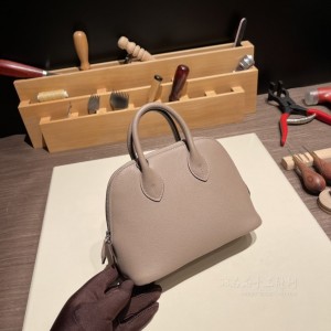 hermes bolide mini 18cm 保龄球 evercolor皮 M8沥青灰 银扣