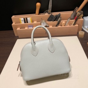 hermes bolide mini 18cm 保龄球 山羊皮Chevre 80珍珠灰 银扣