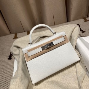 hermes mini kelly 19cm 二代 epsom皮 01纯白 银扣(hermes kelly25)