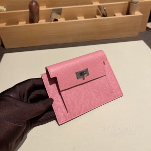 hermes kelly pocket 凯莉卡包 epsom皮 1Q奶昔粉 银扣 尺寸