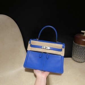 hermes kelly lakis 28cm swift皮 7Q希腊蓝(hermes land) 上身图