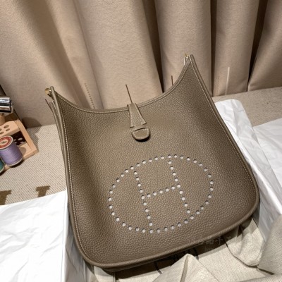 hermes Evelyne 29cm 伊芙琳TC Clemence皮 18大象灰 金扣