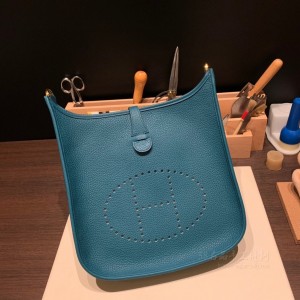 hermes Evelyne 29cm 伊芙琳TC Clemence皮 W0博斯普鲁斯绿 金扣(爱马仕伊芙琳皮质)