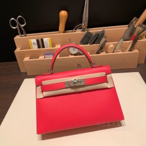 hermes mini kelly 19cm 二代 epsom皮 I6极致粉 银扣