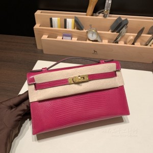 hermes mini kelly Pochette 21cm 一代 lizard蜥蜴皮 托斯卡紫 金扣(爱马仕蜥蜴皮铂金包多少) 价格