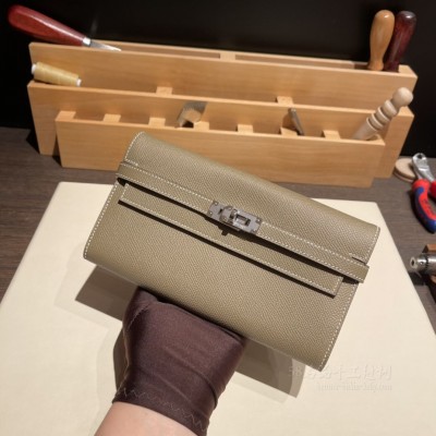 hermes kelly wallet 凯莉长款钱包 epsom皮 18大象灰 银扣(爱马仕凯莉包内部细节) 官网