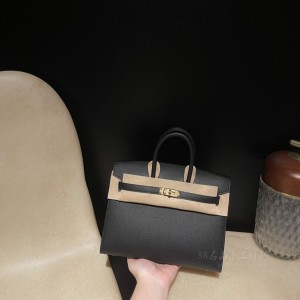 hermes birkin 25cm 铂金包 epsom皮 外缝 89黑色(hermes铂金包多少钱)