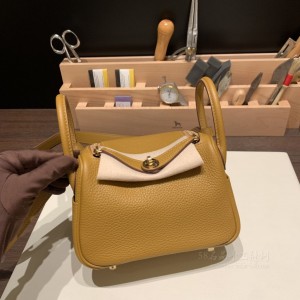 hermes Lindy mini 琳迪 TC Clemence皮 2S芝麻色 金扣(hermes 琳迪包)