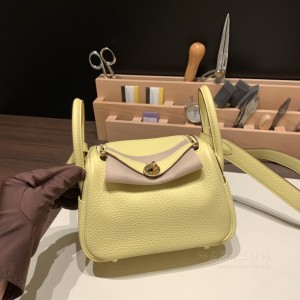 hermes Lindy mini 琳迪 TC Clemence皮 1Z小鸡黄 金扣(爱马仕迷你琳迪)