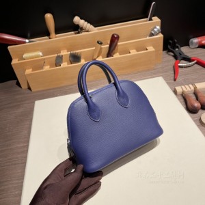 hermes bolide mini 18cm 保龄球 evercolor皮 73宝石蓝 银扣(爱马仕保龄球31尺寸)