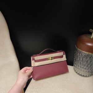 hermes mini kelly Pochette 21cm 一代 swift皮 55红 金扣(hermes minipop) 图片