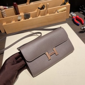 hermes Constance to go epsom皮 8F锡器灰 玫瑰金扣(爱马仕birkin锡器灰) 高仿