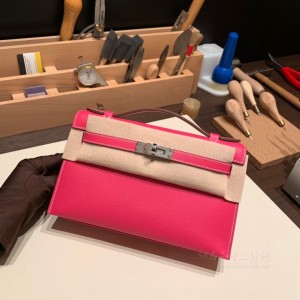 hermes mini kelly Pochette 21cm 一代 epsom皮 E5 糖果粉 图片