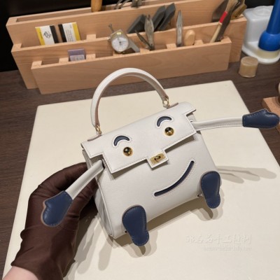 hermes kelly doll 千禧娃娃包 <strong>Swift</strong>皮 80珍珠灰73宝石蓝 金扣(爱马仕千禧娃娃价格)