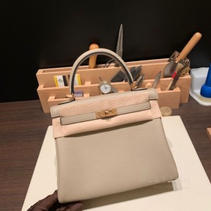 hermes kelly 25cm 凯莉包 togo皮 81斑鸠灰 玫瑰金扣(爱马仕凯莉包多少钱一个)