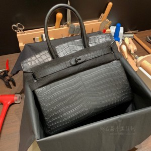 hermes birkin 30cm 铂金包 尼罗鳄鱼皮nilo crocodile so black89黑色黑扣(铂金包爱马仕鳄鱼皮)