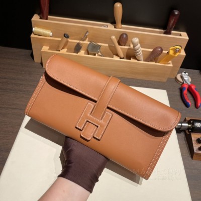 hermes Jige elan Clutch 手拿包 晚宴包 29 <strong>Swift</strong>皮 37金棕 尺寸