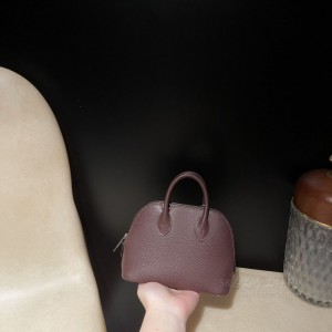 hermes bolide mini 18cm 保龄球 山羊皮Chevre 0G马鞍红内拼4B饼干色