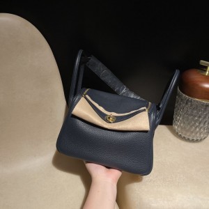 hermes Lindy 26cm 琳迪 TC Clemence皮 2Z午夜蓝 金扣(琳迪包爱马仕)