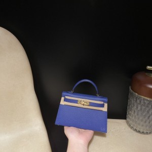 hermes mini kelly 19cm 二代 epsom皮 7T电光蓝(hermes blue)