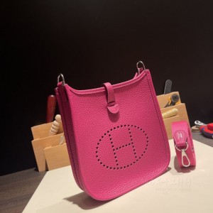 hermes Evelyne mini 16cm 伊芙琳TC Clemence皮 L3玫瑰紫 银扣