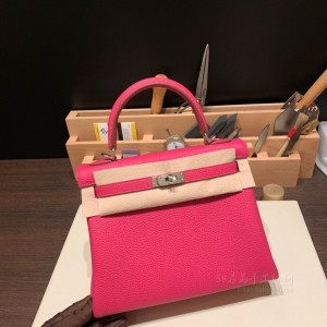 hermes kelly 25cm 凯莉包 togo皮 0D玫瑰0D墨西哥粉 银扣