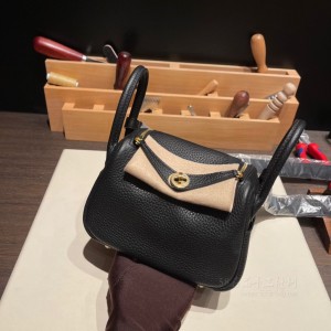 hermes Lindy mini 琳迪 TC Clemence皮 89黑色 金扣(爱马仕琳迪包明星街拍)