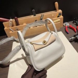 hermes Lindy mini 琳迪 swift皮 80珍珠灰金扣(爱马仕琳迪包是什么皮质)