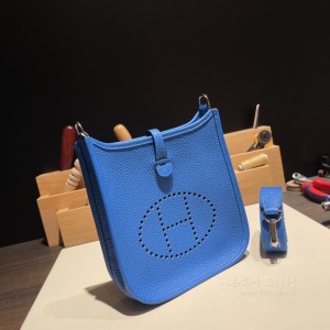 hermes Evelyne mini 16cm 伊芙琳TC Clemence皮 B3坦桑尼亚蓝 银扣