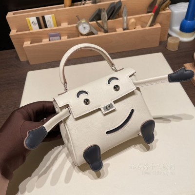 hermes kelly doll 千禧娃娃包 <strong>Swift</strong>皮 10奶昔白 2Z午夜蓝 银扣(爱马仕娃娃包多少钱一个)