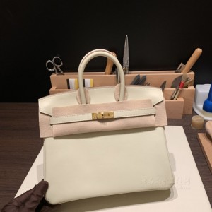 hermes birkin 25cm 铂金包 swift皮 10奶昔白 金扣