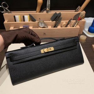 hermes kelly cut 31cm 凯莉手包晚妆包 epsom皮 89黑色 金扣(爱马仕凯莉包的正确背法) 尺寸