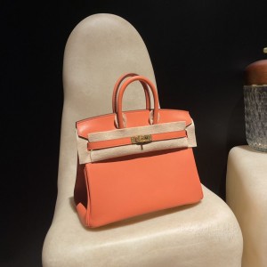 hermes birkin 25cm 铂金包 swift皮 L5龙虾粉 金扣(爱马仕铂金包开箱视频)