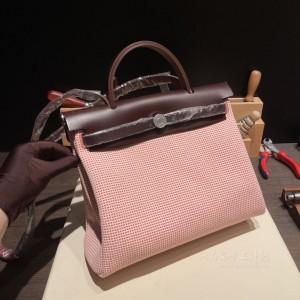 hermes herbag 31cm 帆布包 内缝 千鸟格 红色(爱马仕帆布包脏了怎么护理)