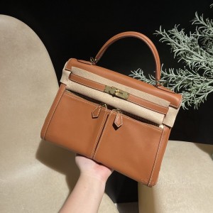 hermes kelly lakis 32cm swift皮 37金棕 金扣(爱马仕金棕kelly价格) 细节图