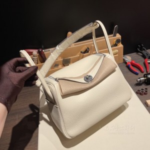 hermes Lindy 26cm 琳迪 TC Clemence皮 i2奶油白银扣(爱马仕琳迪包明星街拍)